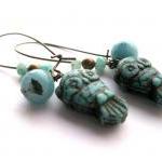 Turquoise owl earrings