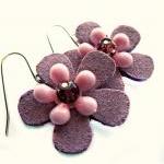 Pink and purple suede flowe..