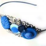 Blue headband with vintage ..