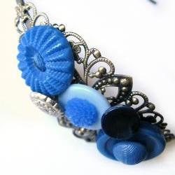 Blue headband with vintage buttons