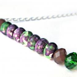 Green and purple stick necklace
